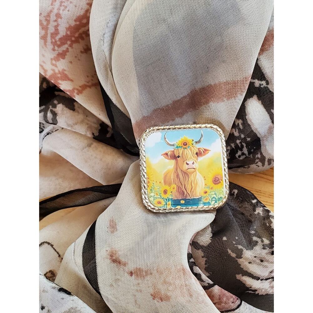 SLIDE Scarf Wild Rag Scarves Slide highland cow gift, bandana slide, western